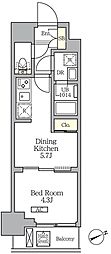 グランエール西日暮里SOUTH 1DKの間取図画像
