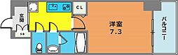 セオリー神戸クレール 14階1Kの間取り