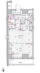 プレミアムキューブ上野 9階1LDKの間取り