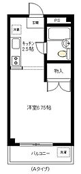 ホワイトハウス 1Kの間取図画像