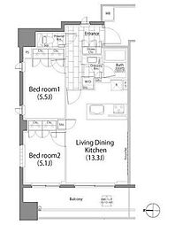 パークハビオ平河町 13階2LDKの間取り