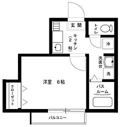 都営大江戸線 森下駅 徒歩10分の賃貸マンション 1階1Kの間取り
