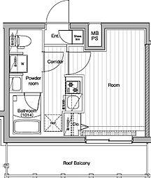 プレミアムキューブ川崎 4階1Kの間取り