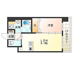 JR東西線 御幣島駅 徒歩3分の賃貸マンション 7階1LDKの間取り