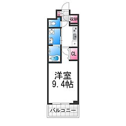 ユーヴェＳ 4階1Kの間取り
