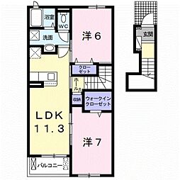 ヴェールII 2LDKの間取図画像
