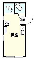 ルームズ東中野 ワンルームの間取図画像
