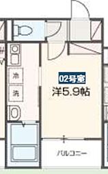 大和市上草柳3丁目アパート 1Kの間取図画像
