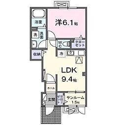 ハマメリース 1LDKの間取図画像