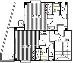 モンターニュ21 2階1Kの間取り