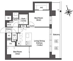 ルーウェ東大泉 4階2LDKの間取り