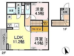 Asset-Court調布ヶ丘 2階2LDKの間取り
