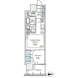 グランシテイタワー月島 1LDKの間取図画像