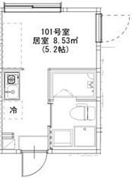 ノベレア 1階ワンルームの間取り