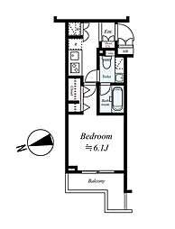 ヴォーガコルテ西馬込アジールコート 4階1Kの間取り