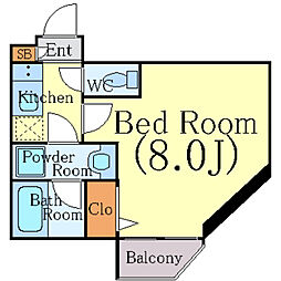 ガーラ・シティ渋谷南平台 5階1Kの間取り
