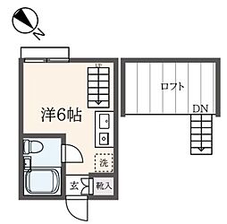 ピアザ武蔵野 2階ワンルームの間取り