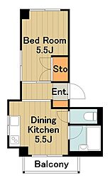 三興ハイツ 1DKの間取図画像