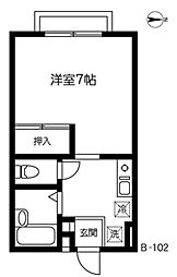ハイツＨＩＲＯ 1階ワンルームの間取り