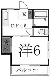 マンション白陽 3階1DKの間取り