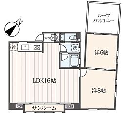 京王井の頭線 西永福駅 徒歩2分の賃貸マンション 3階2LDKの間取り