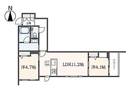 エクラージュ笹塚 1階2LDKの間取り
