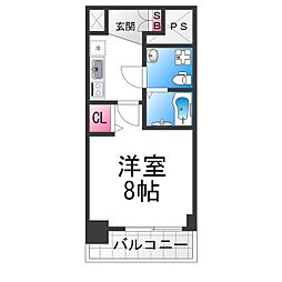 ラシーヌ宿院 6階1Kの間取り