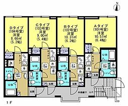 ヴォレ・ソレイユ北千住 1階1Kの間取り