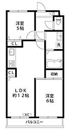 ヴェルジュ多摩川 2LDKの間取図画像