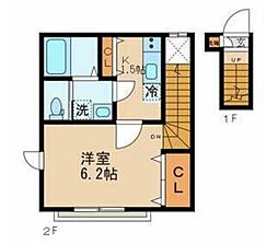 プランドル 2階1Kの間取り
