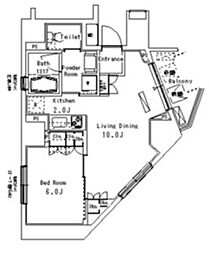 パークアクシス方南町 1LDKの間取図画像