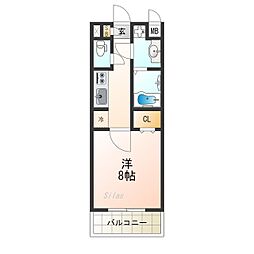 阪神本線 西灘駅 徒歩4分の賃貸マンション 3階1Kの間取り