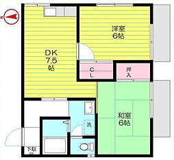 コーポフォーリア 1階2DKの間取り