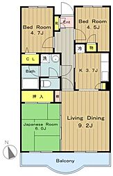 フォレストマンション 4階3LDKの間取り