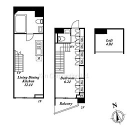カスタリア麻布十番七面坂 1階1LDKの間取り