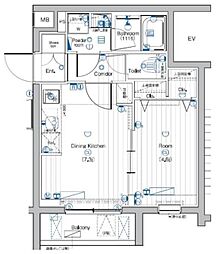 PREMIUMCUBE大岡山DEUX 1DKの間取図画像