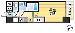エスプレイス神戸ハーバーウエスト 14階1Kの間取り
