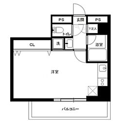 広尾ウエスト 7階ワンルームの間取り