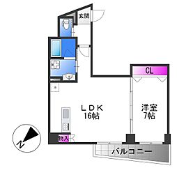 近鉄大阪線 長瀬駅 徒歩1分の賃貸マンション 7階1LDKの間取り