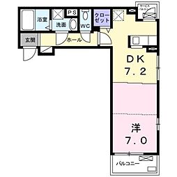 アムール 1DKの間取図画像