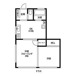 コーポ弥生 1階2DKの間取り