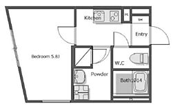 blue palette高円寺 3階1Kの間取り