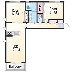 シャーメゾンＭＩＳＡ B 2階2LDKの間取り