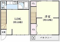 吉岡ハイツ 1LDKの間取図画像