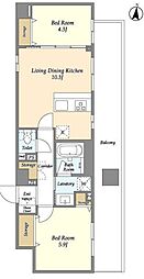 クレアティフ日暮里 6階2LDKの間取り