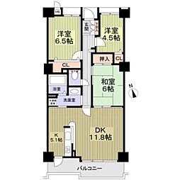 希望ヶ丘グランドハイツ 3階3LDKの間取り