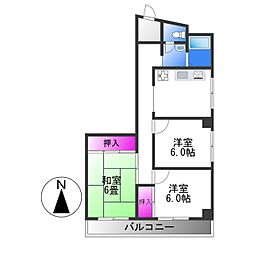近鉄難波線 布施駅 徒歩7分の賃貸マンション 4階3DKの間取り
