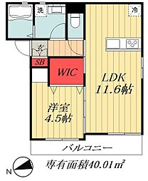 ALPHA YAWATA 1LDKの間取図画像