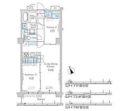 パークアクシス駒込ヒルトップ 5階2LDKの間取り