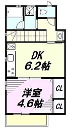 JR中央線 高尾駅 バス5分 駒木野病院前下車 徒歩1分の賃貸アパート 2階1DKの間取り
